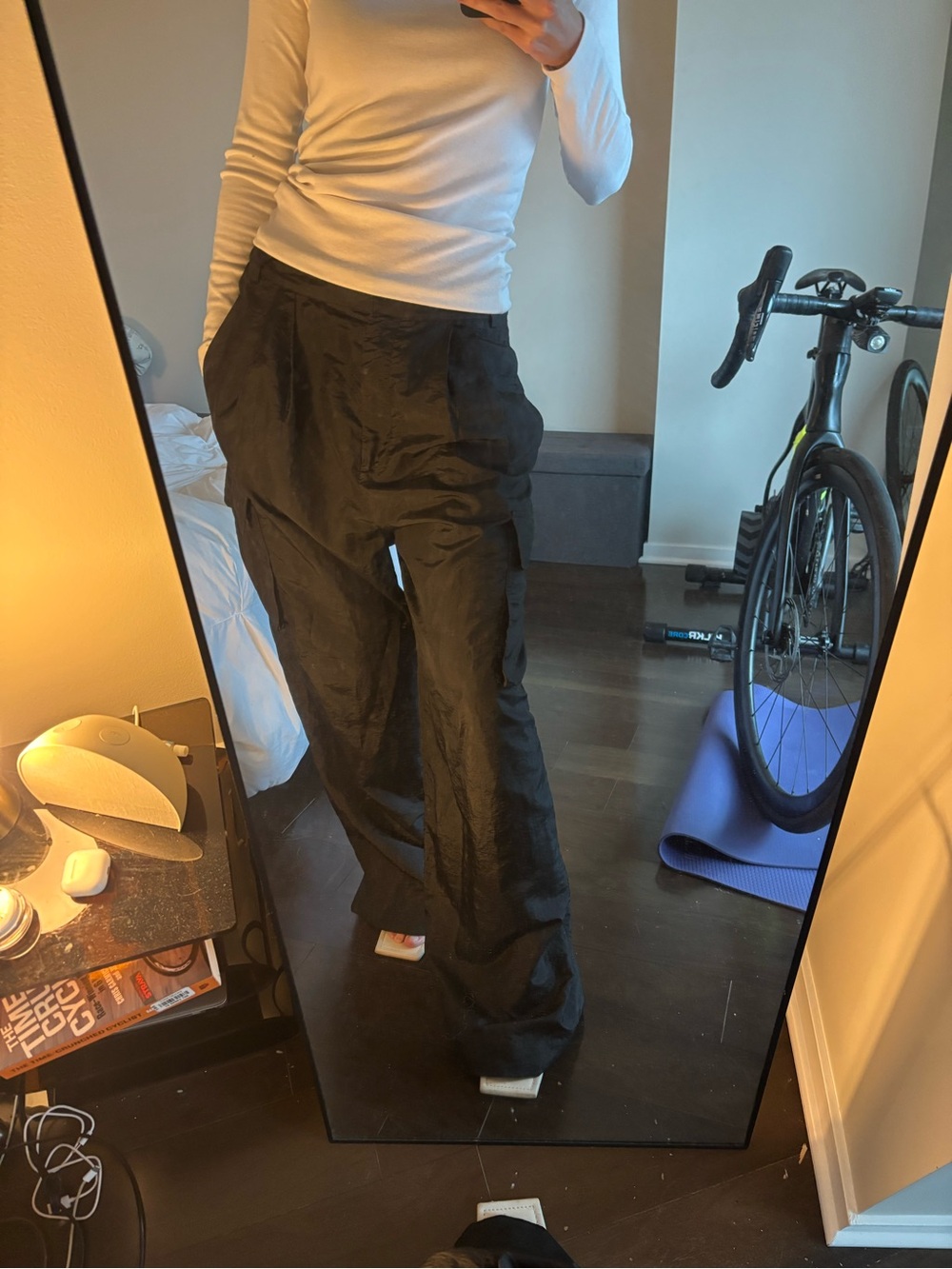 Tibi nylon Stella Leg Cargo Pants - Black